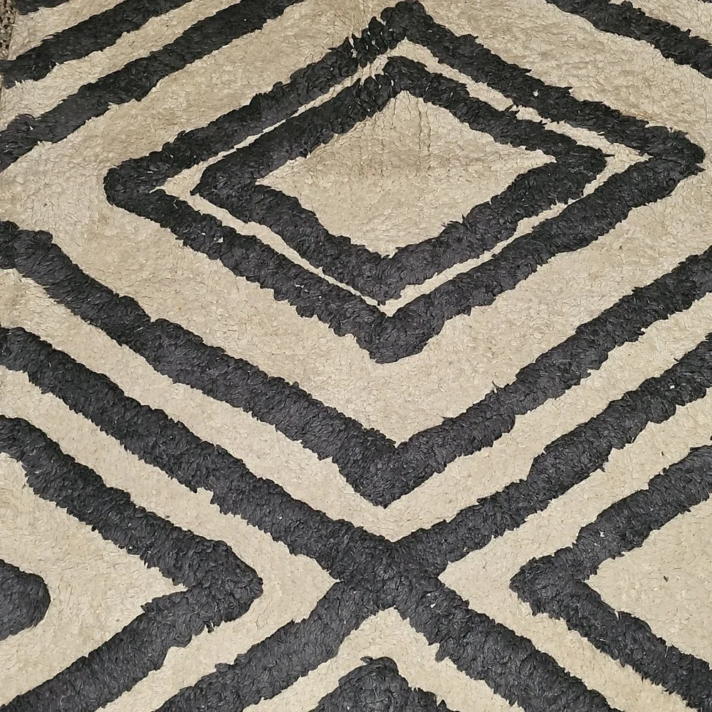 Wild Sage Geometric Melody Diamond  Patterned Rug with Tassels